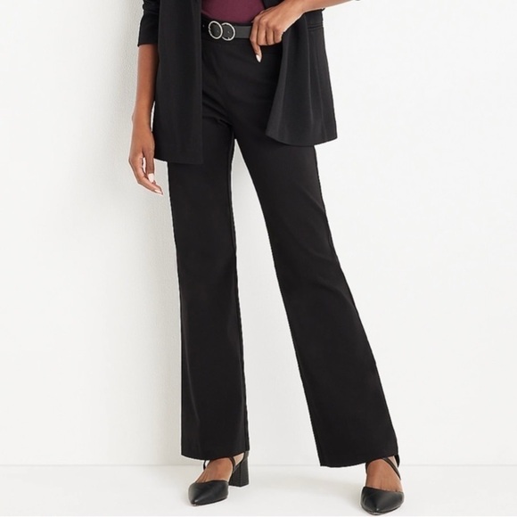 Maurices Black Wide Band Stretch Dress Pants Trousers Bootcut Flare Like New 7/8 - Picture 1 of 16